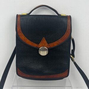 D.Brew Genuine Alligator Exotic Leather #B084A000408 Black Brown Shoulder Bag